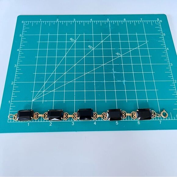 Jet Black Faux Crystal Gold Link Bracelet - Picture 4 of 4